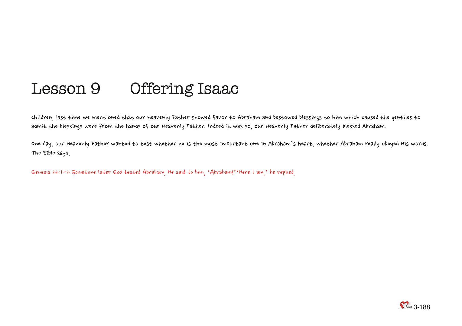 Chapter 3 - Lesson 9 - Offering Isaac