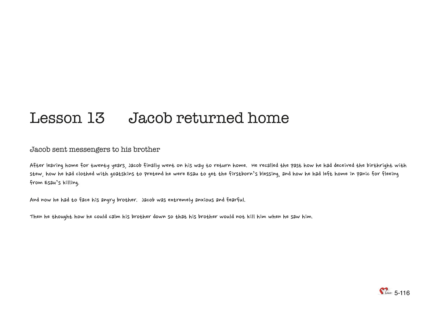 Chapter 5 - Lesson 13 - Jacob returned home