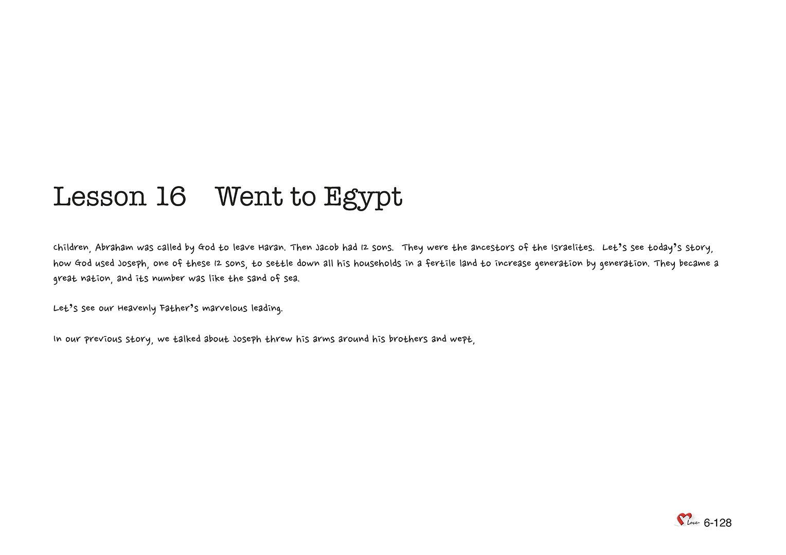 Chapter 6 - Lesson 16 - Went to Egypt