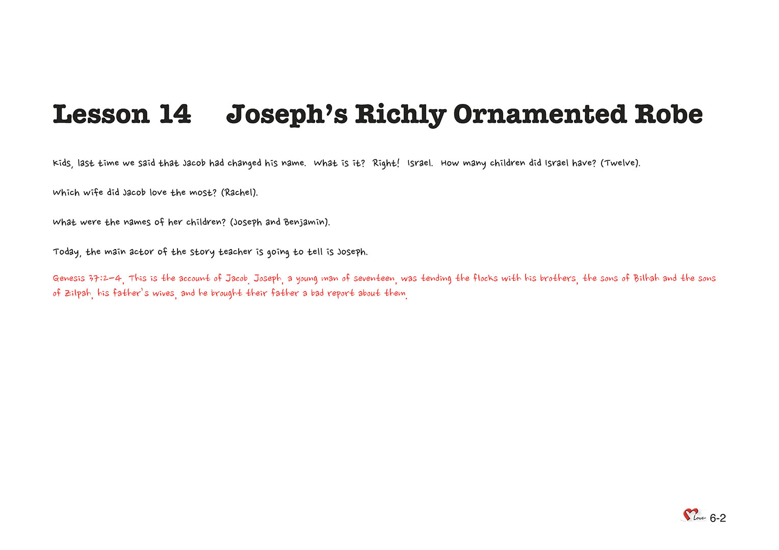 Chapter 6 - Lesson 14 - Joseph's Richly Ornamented Robe