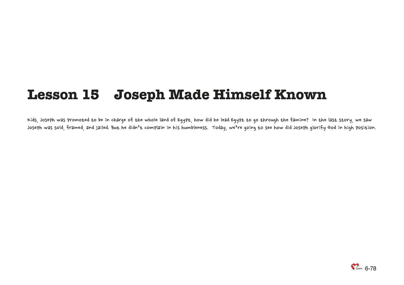 Chapter 6 - Lesson 15 - Joseph Made Himself Known