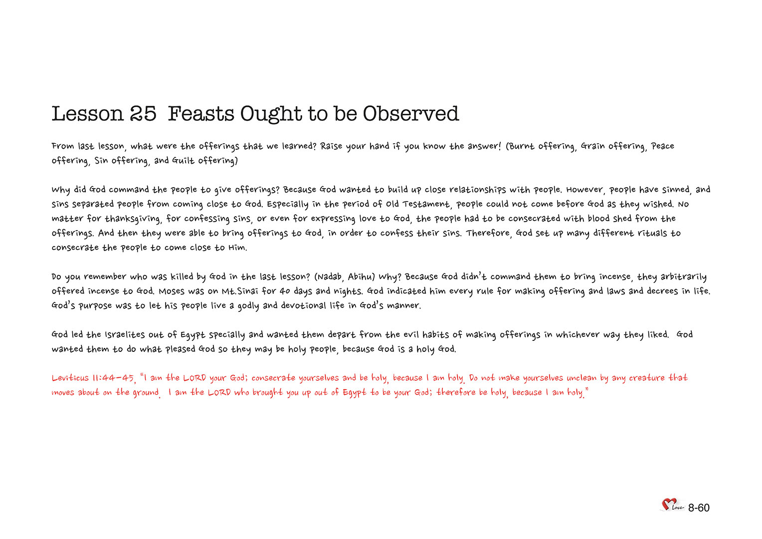 Chapter 8 - Lesson 25 - Feasts Ought to be Observed