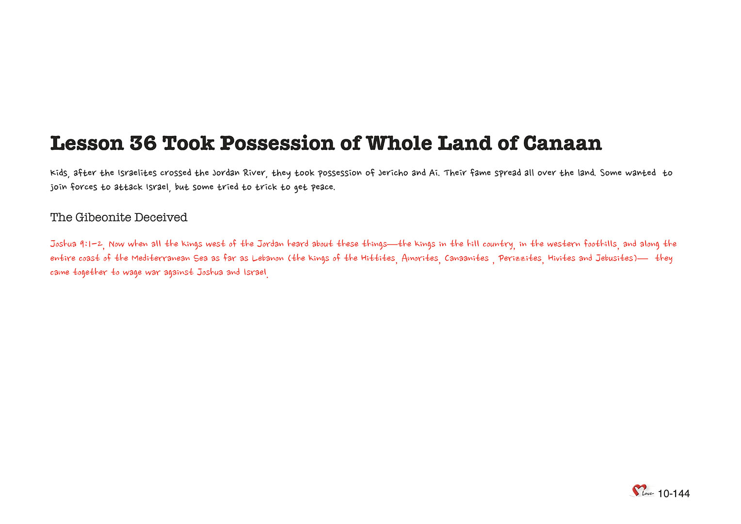 Chapter 10 - Lesson 36 - Took Possession of Whole Land of Canaan