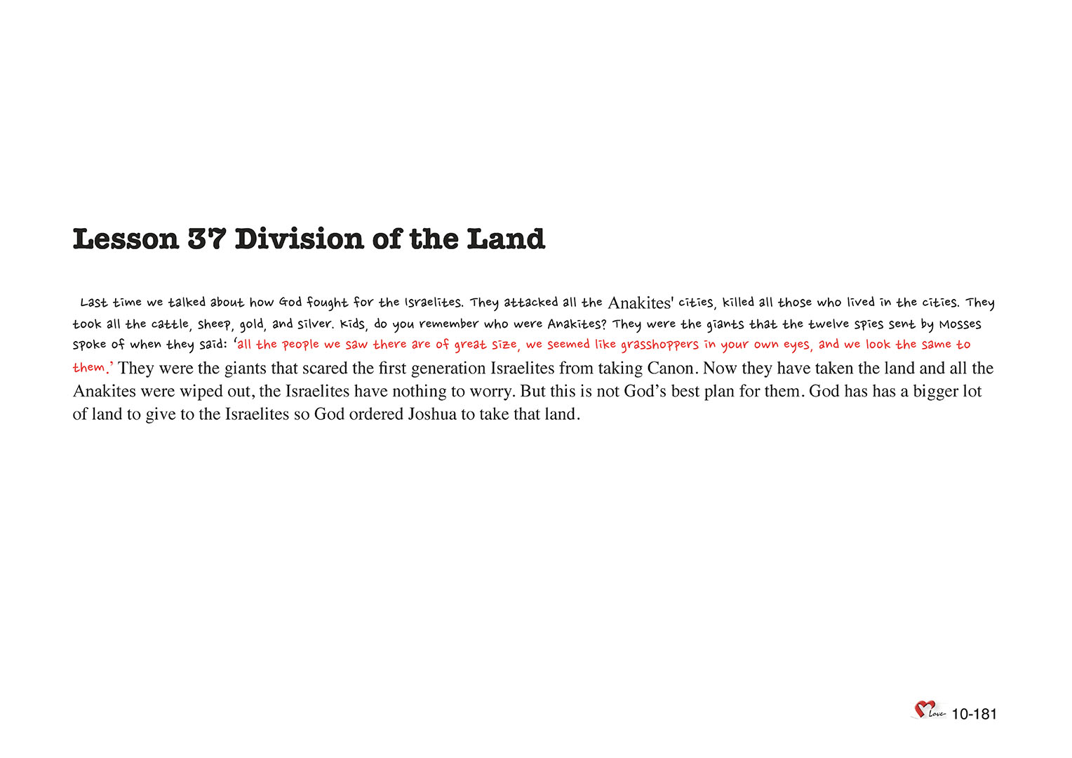 Chapter 10 - Lesson 37 - Division of the Land