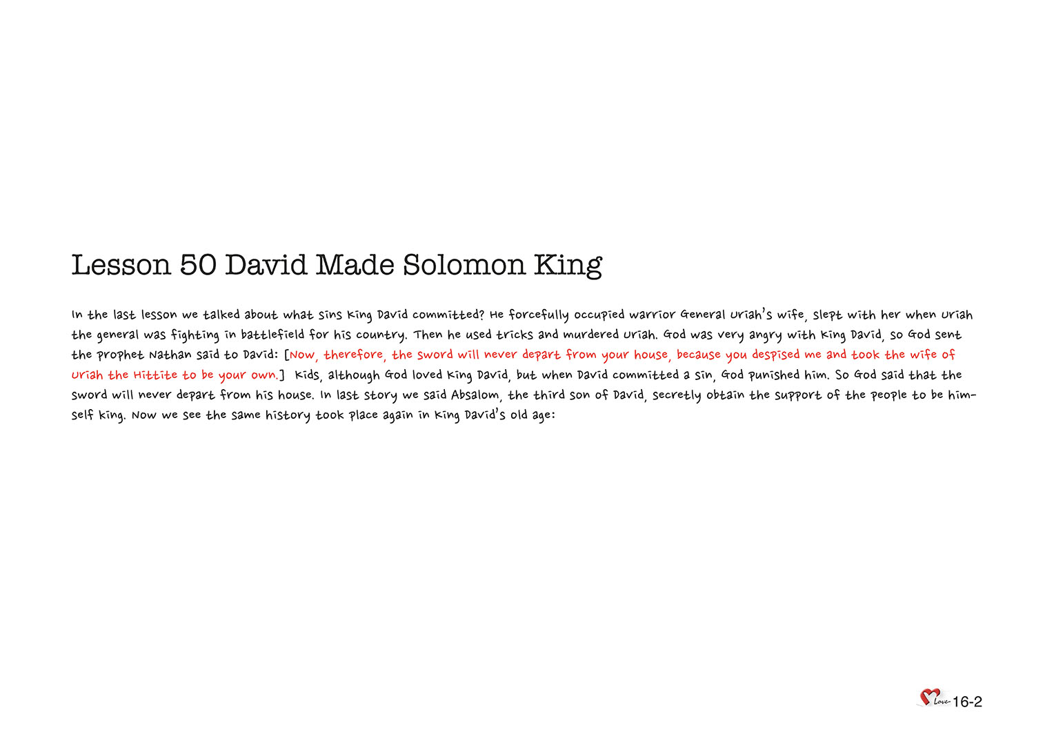 Chapter 16 - Lesson 50 - David Made Solomon King