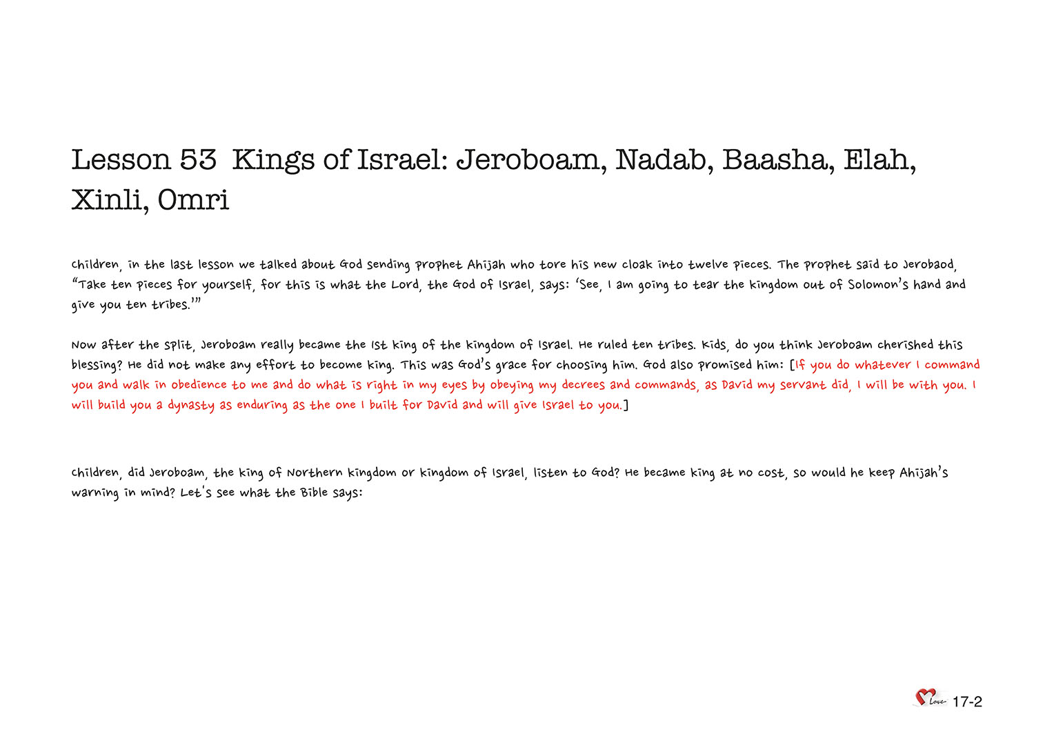 Chapter 17 - Lesson 53 - Kings of Israel: Jeroboam, Nadab, Baasha, Elah, Xinli, Omri