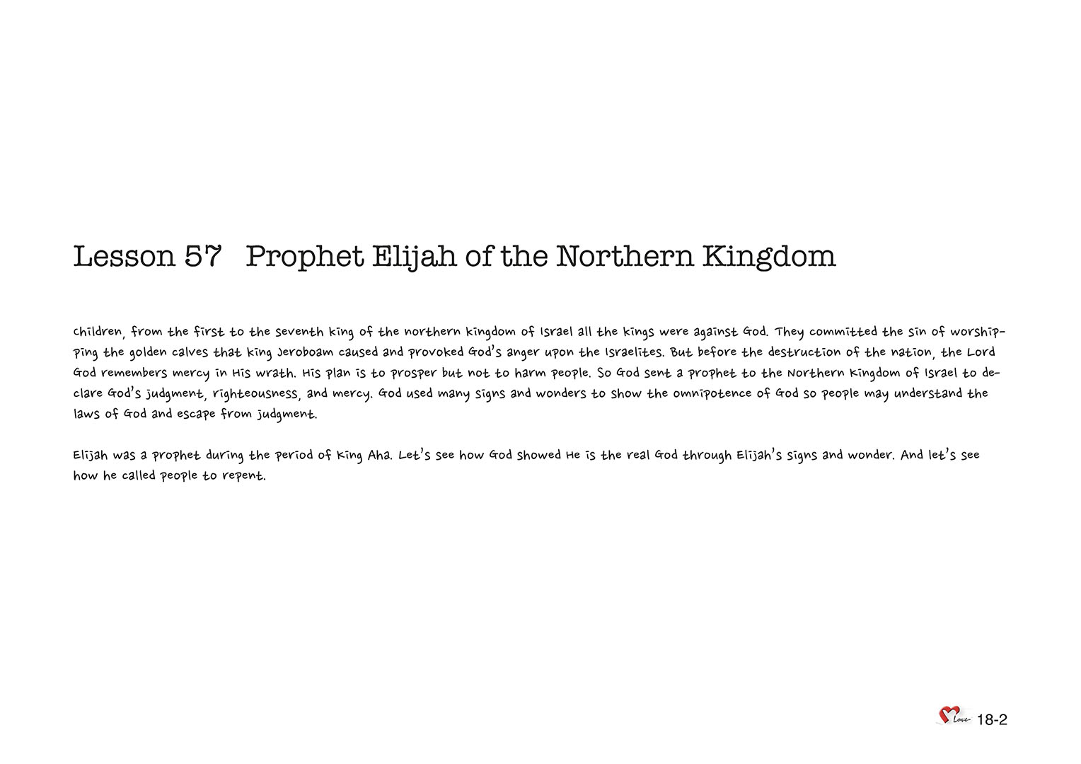 Chapter 18 - Lesson 57 - Prophet Elijah of the Northern Kingdom