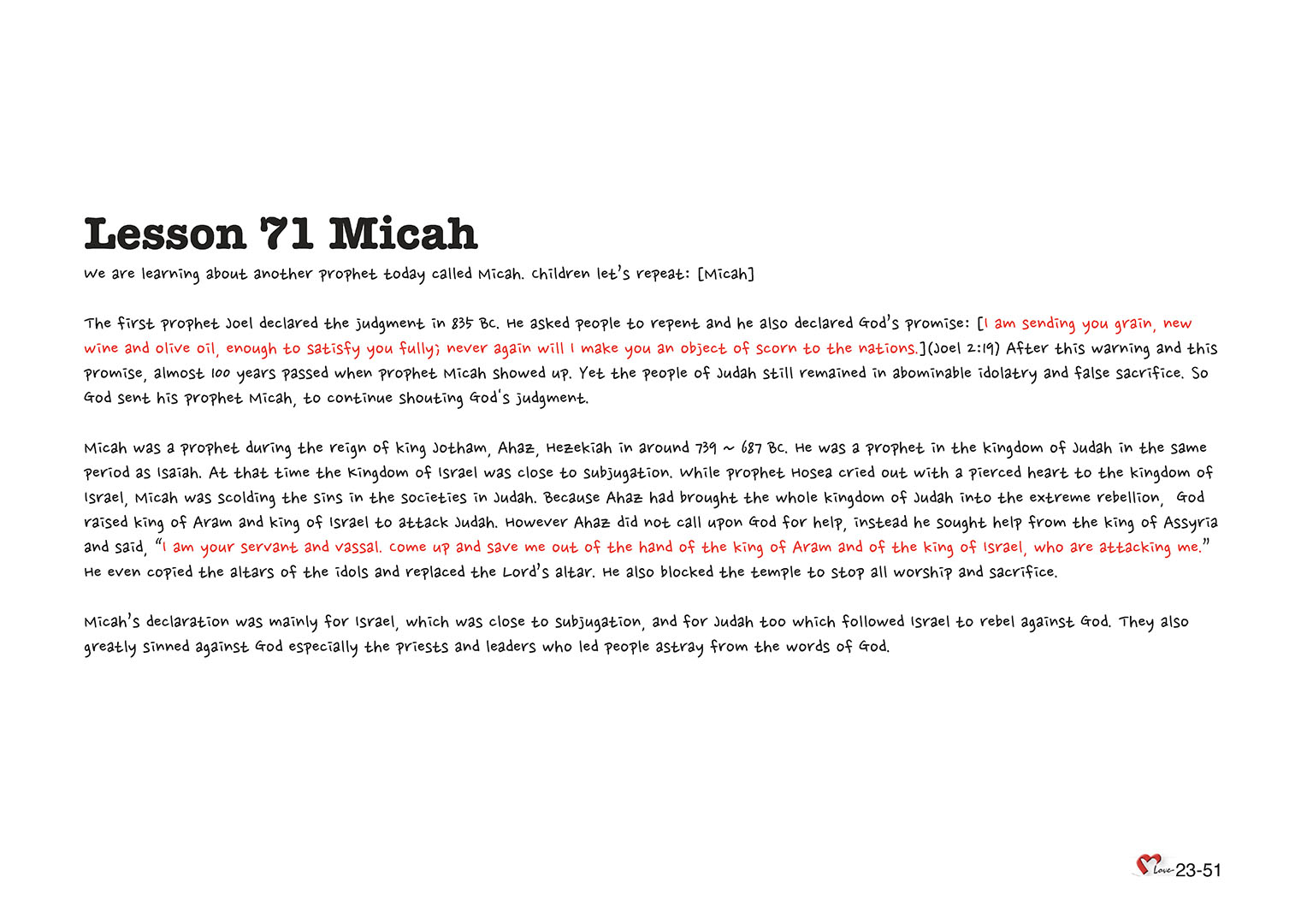 Chapter 23 - Lesson 71 - Micah