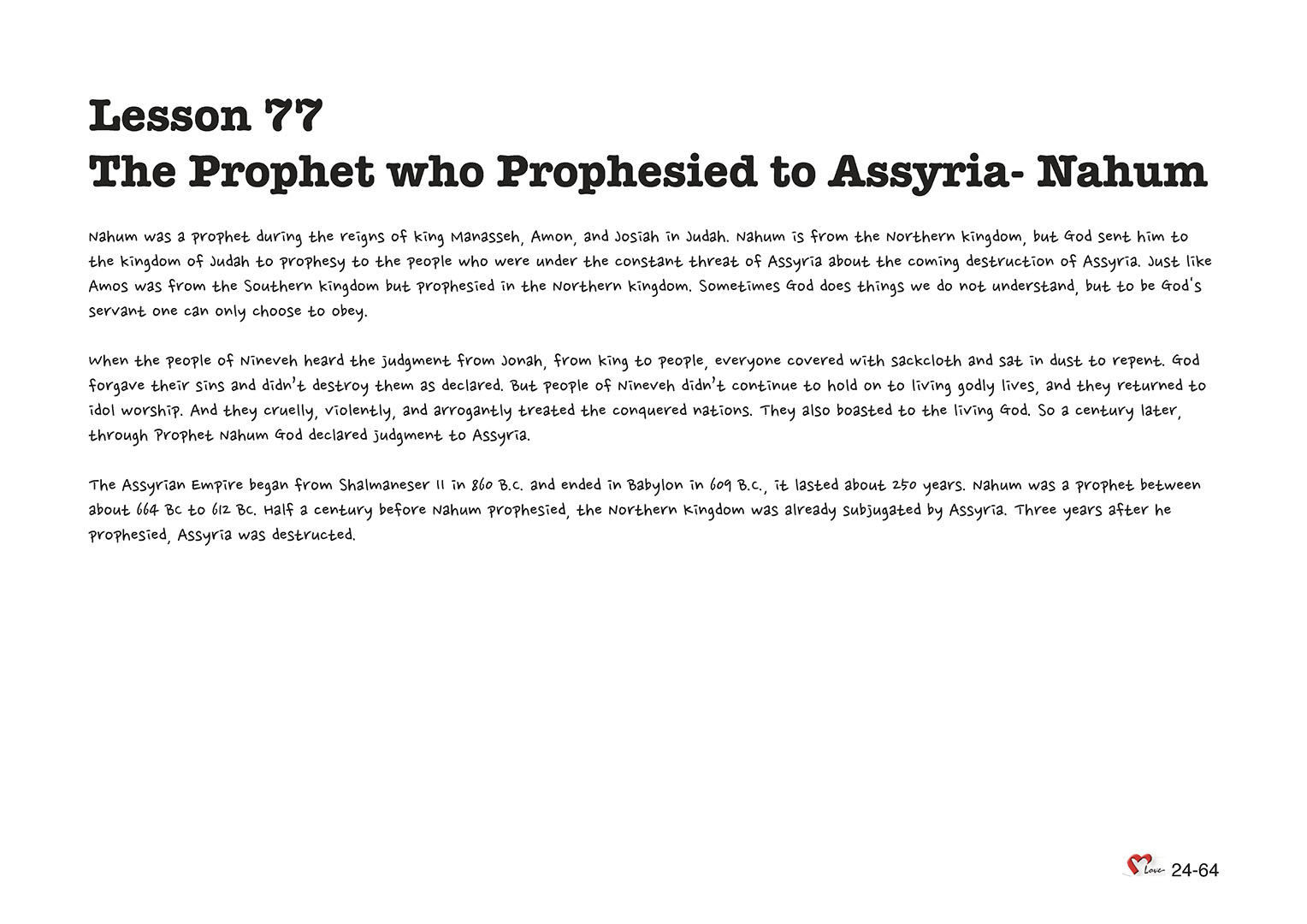 Chapter 24 - Lesson 77 - The Prophet who Prophesied to Assyria- Nahum