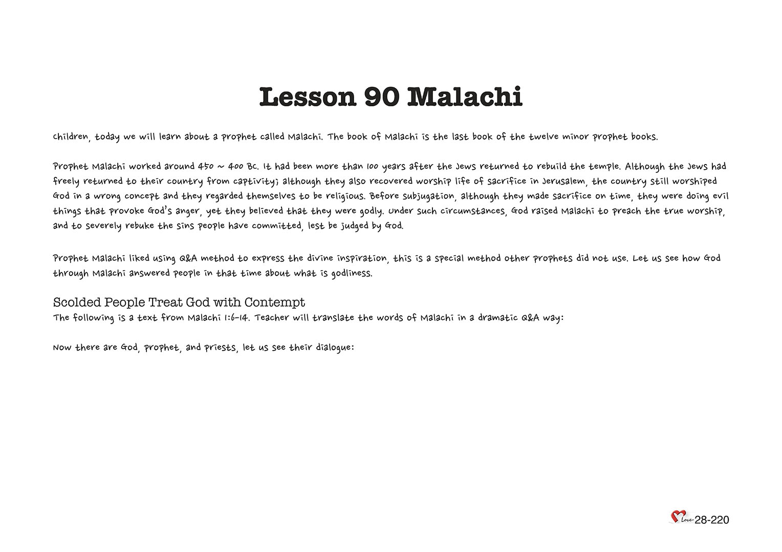 Chapter 28 - Lesson 90 - Malachi