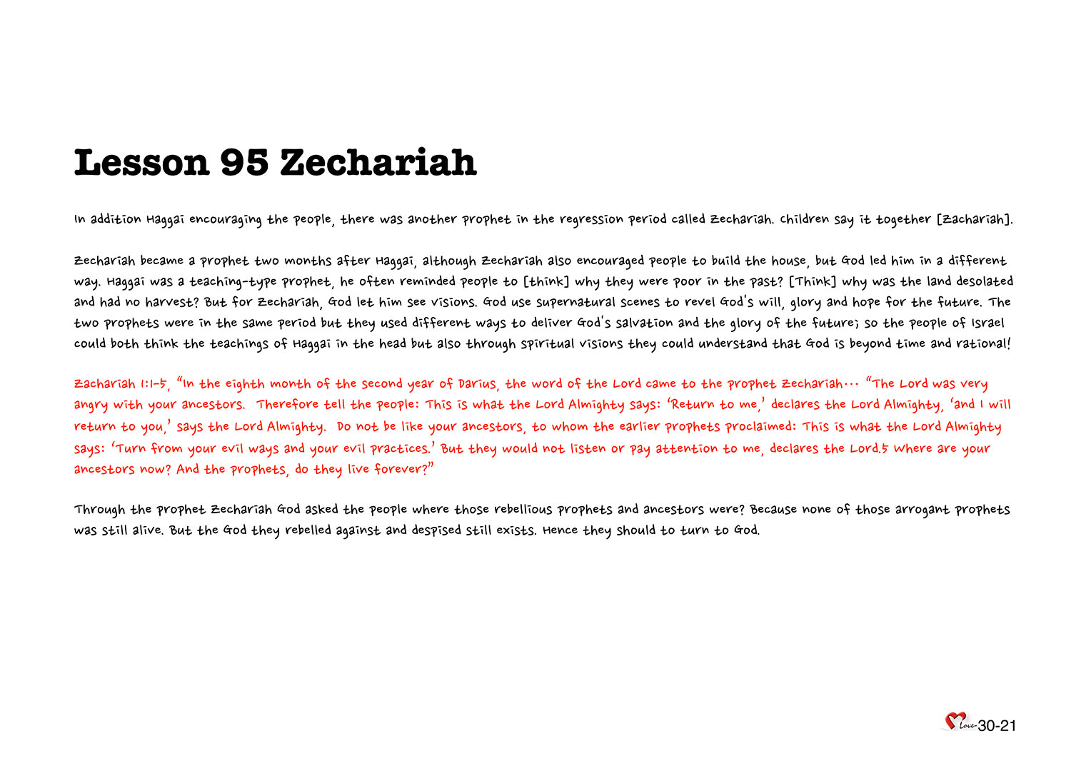 Chapter 30 - Lesson 95 - Zechariah