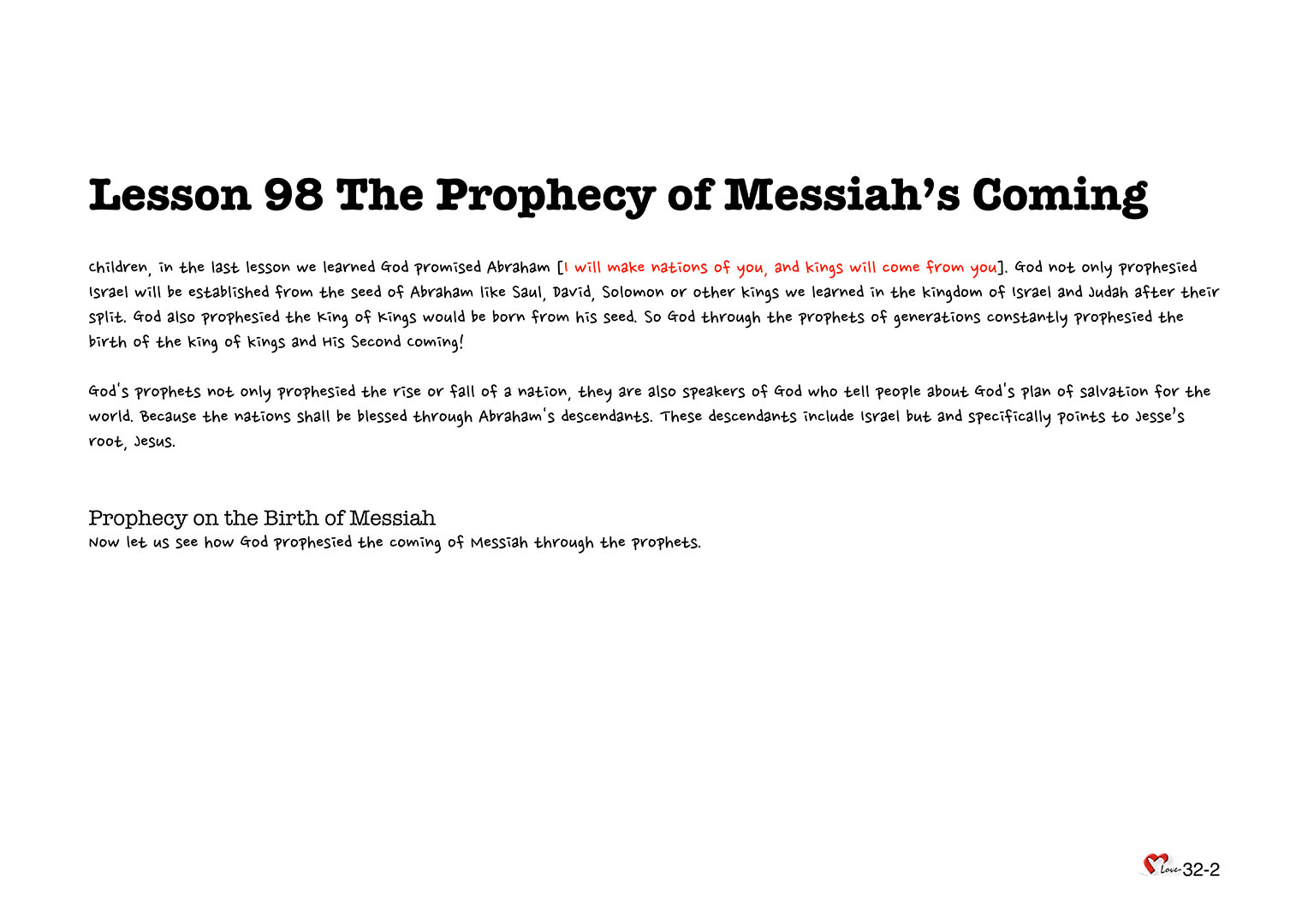 Chapter 32 - Lesson 98 - The Prophecy of Messiah’s Coming
